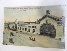 VTG POSTCARD 1910S NYC NEW DOCKS WEST ST CHELSEA PIERS WHITE STAR LINE TITANIC  picture