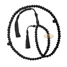 Handcrafted Indonesian 9mm Black Citrus Wood Tasbih 99-beads with Black Tassel picture