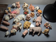 Vintage Pig Figurine Lot United Design The Herd Ceramic Resin Collectibles ~20 picture