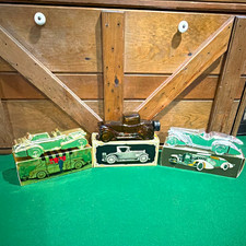 Avon 3pc Glass Car-Shaped Bottle Lot w/ Boxes, 1970s Screw Cap picture