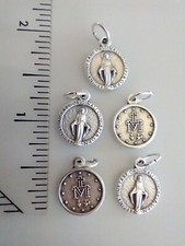 Catholic Lot of 5 x Small Miraculous Medal Mary Religious Medals  picture