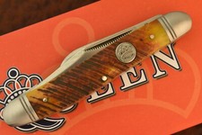 QUEEN CITY GENUINE SAWCUT BROWN BONE PREMIUM 3 BLADED STOCKMAN KNIFE NICE picture