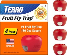 TERRO Fruit Fly Trap 4-Pack, 180 Day Lure Supply, Food-Based Lure | Apple-Shaped picture