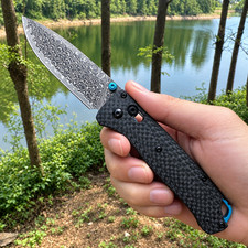 Benchmade Bugout 535-3 Folding Knife CPM Damascus Blade Carbon Fiber Handle.NEW picture
