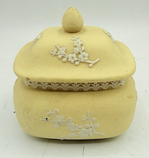 Vtg Wedgwood Primrose Yellow Jasperware Pagoda Trinket Box ENGLAND w/ Lid picture