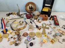 Vintage Junk Drawer Lot Trinkets Collectibles Pill Boxes Jewelry Metals More picture