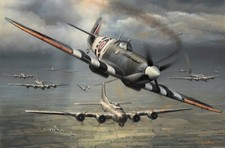 Allies in Arms by John Shaw aviation art signed by Johnnie Johnson & B17 Pilots picture