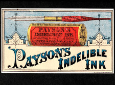 Paysons Indelible Ink -RARE- Briggs Marking Ink Pen Victorian Trade Card SR.M/PI picture