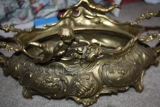 Vtg Heavy Brass Italian French Style Rococo Jardiniere Planter cherubs No liner picture
