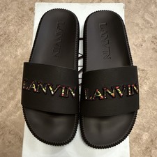 LANVIN Arpege Black Logo Men's Slide Sandals US 10 EU 43 FM-SAVS00 Original $505 picture