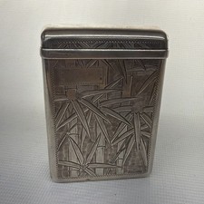 Vintage Japanese Sterling Silver Bamboo Case  With Lid That Opens 90g .950 .925 picture