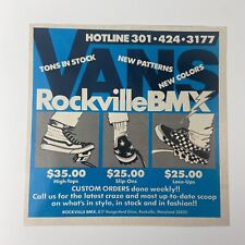 Vans Rockville Bmx Print Ad Vintage 1980s Promo Art Freestyle Rad Maryland picture