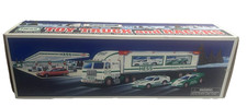 Vintage 1997 Hess Toy Truck and Racers Collectible White Gas Truck Set W/ Box picture