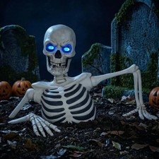 Giant Halloween Skeleton Outdoor Yard Decor, Ground Breaking Skeleton LED Eyes picture
