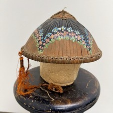 Antique 1880s Vietnamese Militia Indochina Salacco Hat Painted picture