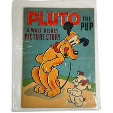 RARE VTG 1937 Pluto the Pup A Walt Disney Picture Story Book #894 Whitman Linen picture