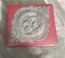 VTG Sterling Cherubs Leather Photo Album, RARE STERLING 6.5X7.5