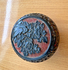 VINTAGE CHINESE GURI / TIXI-STYLE BLACK & RED LACQUER BOX — BRASS/BRONZE BODY — picture