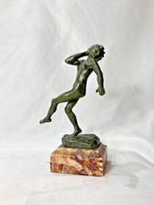 Vtg Bronze Statue E Cavacos Dancing Woman Femme Dansant On Marble Base picture
