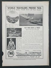 30's AD Advertising TWA  Airplanes Chicago NY LA San Francisco. 7.25in x 10.25in picture