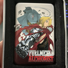Fullmetal Alchemist Anime Graphic Windproof Flip-Top Lighter Metal White picture
