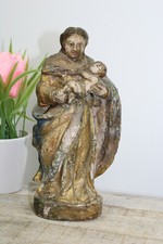 Rare 18thc Flanders Wood carved polychromie Madonna MAry figurine statue  picture