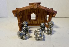 Vintage 1983 Hudson Pewter Precious Moments Nativity Set W/ Crache 6 Pc. picture