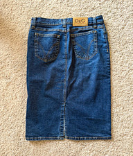 Dolce & Gabbana Blue Denim Pencil Straight Knee Skirt Logo Pockets IT 42 picture