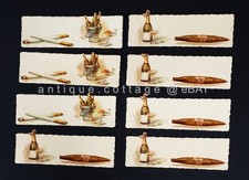 antique UNUSED DIE CUT PLACE CARDS 8pc wine champagne cigarette smoke 1.5