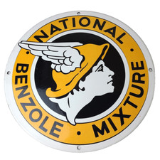 Vintage National Benzole Mixture Sign - Gas Pump Service Station Porcelain Sign picture