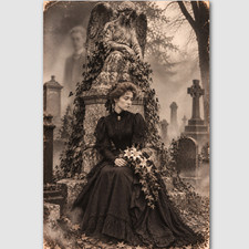 Creepy Haunted Ghost Cemetery Photo Print Victorian Vintage Spirit Photograph 65 picture