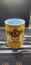 VINTAGE 1 QUART PENNZOIL 10-30 MOTOR OIL CAN. Sealed And Full. Auto Memorabilia  picture