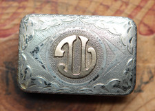 Vg Rare Small Renalde Sterling Silver 10K Gold Cowboy Cowgirl Belt Buckle picture