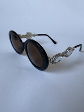 MOSCHINO BY PERSOL M253 VINTAGE BLACK CLEAR JEWELED LADY GAGA SUNGLASSES 1990'S picture