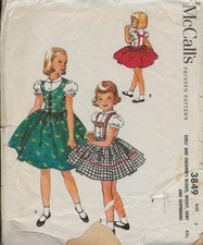 McCALL'S 3849 VINTAGE GIRLS BLOUSE VEST SKIRT SUSPENDERS PATTERN SIZE 6 picture