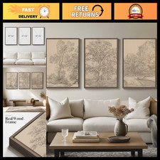 Large Vintage Framed Tree Landscape Wall Art for Living Room, 24x36 Inch picture