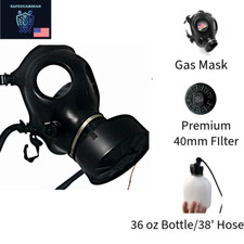 SafeGuardian Israeli GAS MASK with Premium 40mm FILTER and 36oz BOTTLE/ 38'HOSE picture