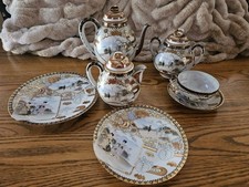 Antique Hand-Painted Porcelain Set Japanese Decorated Kutani Tea Set picture