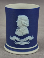 19th Century Wedgwood Dark Blue Josiah Wedgwood Portrait Toothpick Holder picture