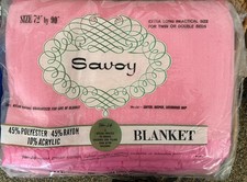 Vintage Savoy Blanket Twin Or Full Pink  New In Original Package 72