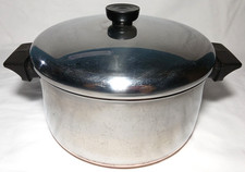 Vintage Revere Ware 1801 4 Qt Stock Pot Copper Clad Stainless Steel Lid 1968-77 picture