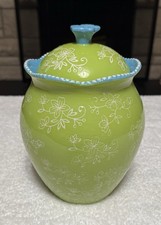 Temp-tations by Tara Floral Lace Lime Green Cookie Jar With Lid picture