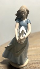 NAO by Lladro 4701 Girl w Bunny Rabbit MINT Rare Porcelain Retired Porcelain picture