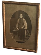 Antique Imperial German Soldier CDV Pickelhaube Helmet Military Portrait Framed picture
