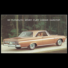 1964 Plymouth Sport Fury 2-Dr Hardtop: Original Dealer Promo POSTCARD Unused VG+ picture