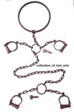 Handcrafted Vintage Old Antique Iron Rare Neck, Leg & Hand Handcuffs 62