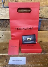 Salvatore Ferragamo Black Leather Gold 6 Keys Holder - Authentic Used See Pics picture