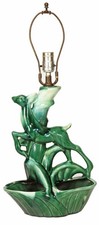 Vintage Royal Haeger MCM Green Ceramic Deer Planter Table Lamp 1950s 1960s picture