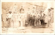 African American Workers In Front Of Rock Quarry RPPC Real Photo Postcard 4P23-1 picture
