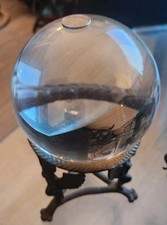 Crystall Huge Ball Rare Vintage Real Mountains Rock Crystal Bronze Angel Stand picture